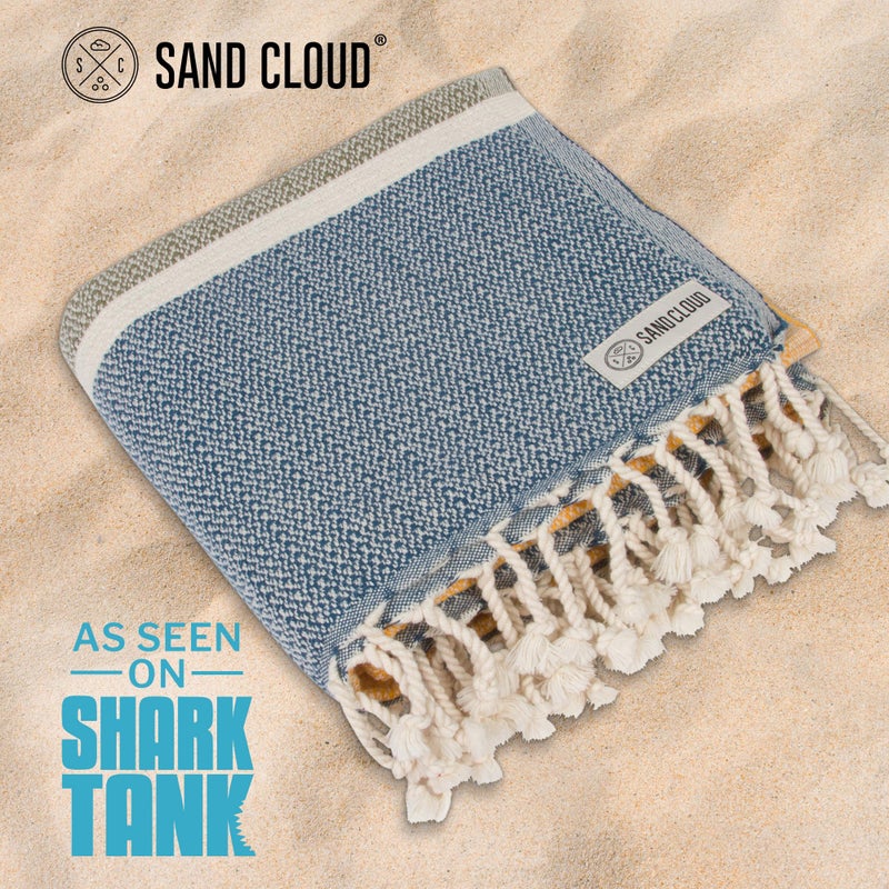Sand Cloud Turkish Beach Towel - Sand Free - Fast Drying -100% Certified Organic Turkish Cotton Yarn - Great for Beach Bath or as a Blanket - As Seen on Shark Tank - Chains (Honey) - Image 2